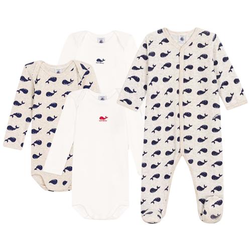 Petit Bateau Whale Onesie Og 3-pak Baby-bodyer Marshmallow Medieval | Hvid | 24 months