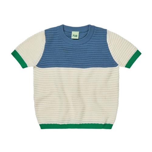 FUB Strikket Kortærmet Top Ecru/washed Indigo 140 cm  Blå  140 cm  Unisex