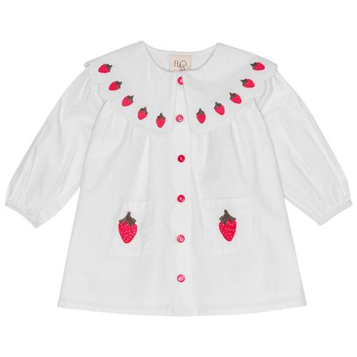 Flöss Everlyn Langærmet Kjole Bright White Berry | Hvid | 110 cm