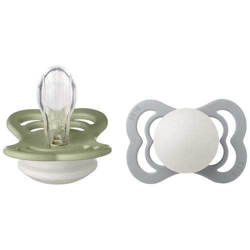 BIBS 2-Pack BIBS Supreme Sut Af Silikone Glow / Cloud Glow | Grå | 0+ months