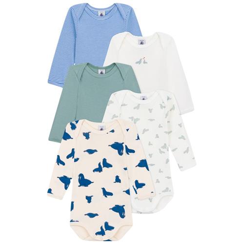 Petit Bateau 5-pak Bomuldsbodyer Vert Blanc Bleu | Grønn | 6 months