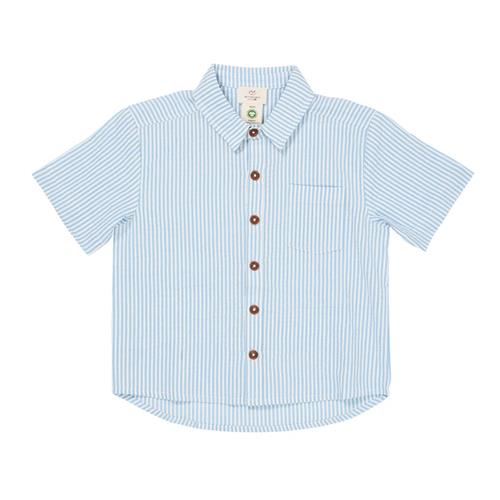 Copenhagen Colors Seersucker Kortærmet Skjorte Sky Blue Cream Stripe | Blå | 98 cm