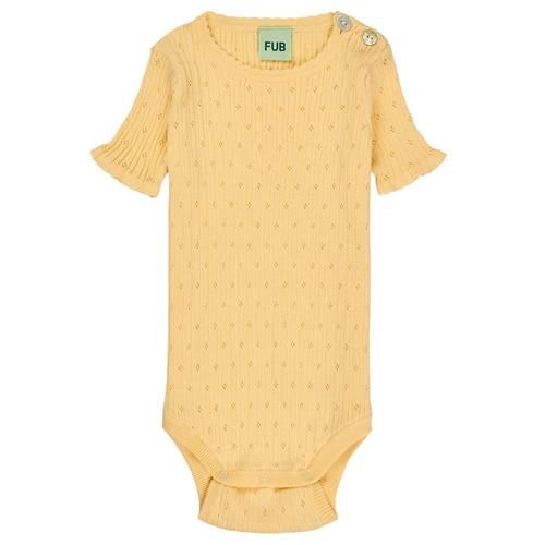 FUB Pointelle Baby Body Vanilla | Gul | 74 cm