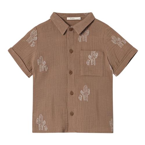 Fliink Hello Kortærmet Skjorte Pine Bark Cactus Aop | Brun | 18 months