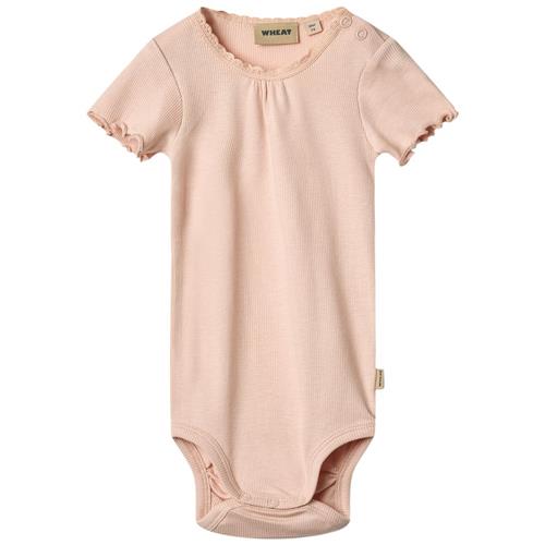Wheat Edna Ribbet Kortærmet Baby Body Powder | Lyserød | 92 cm