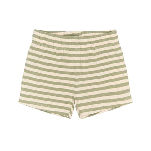 The New Siblings GOTS Uni Ribbede Shorts Tea Striped | Grønn | 92 cm