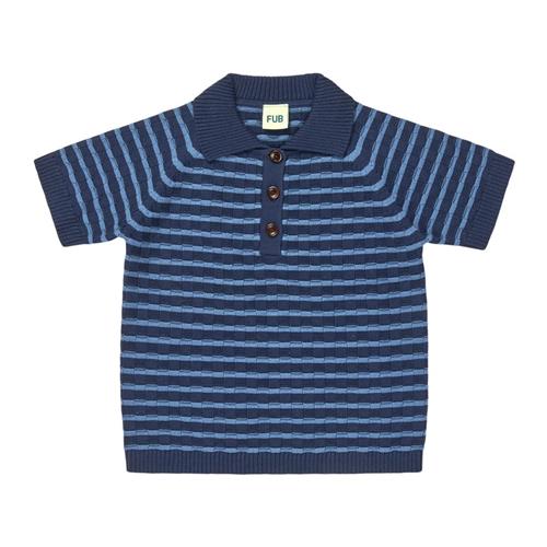FUB Strikket Polotrøje Dark Navy Washed Indigo | Blå | 140 cm