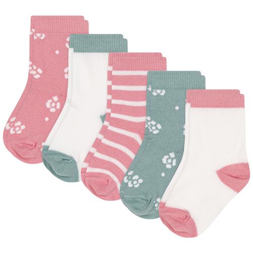 Petit Bateau Flowers 5-pak Bomuldsstrømper Green Pink | Lyserød | 6-12 months