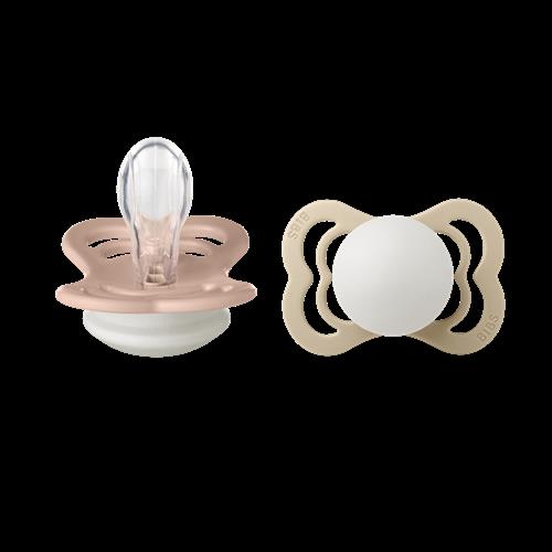 BIBS 2-Pack SUPREME Symmetrisk Silikonesut Glow / Vanilla Glow  Blush GLOW/Vanilla GLOW 0+ Months  Lyserød  0+ måneder  unisex