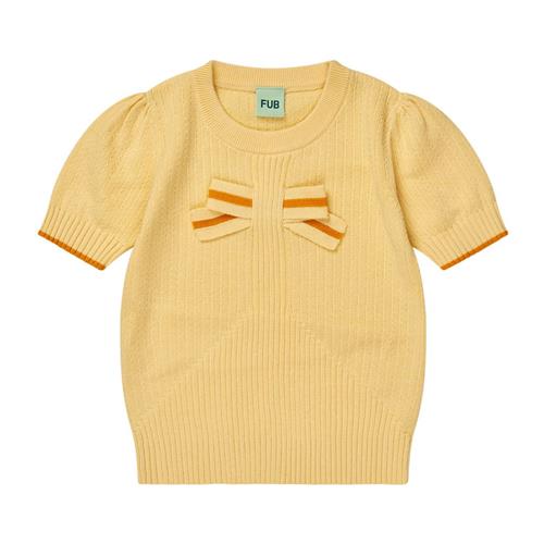 FUB Strikket Kortærmet Sweater Vanilla 110 cm  Gul  110 cm  kvinde