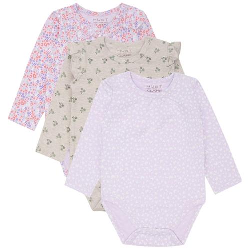 Hust&Claire Bella 3-pak Baby Body Wheat Melange | Beige | 80 cm