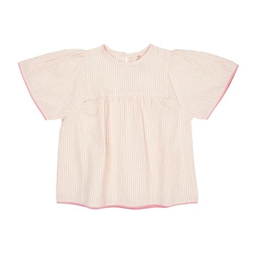 Copenhagen Colors GOTS Seersucker-bluse Dusty Rose Cream Stripe | Lyserød | 110 cm