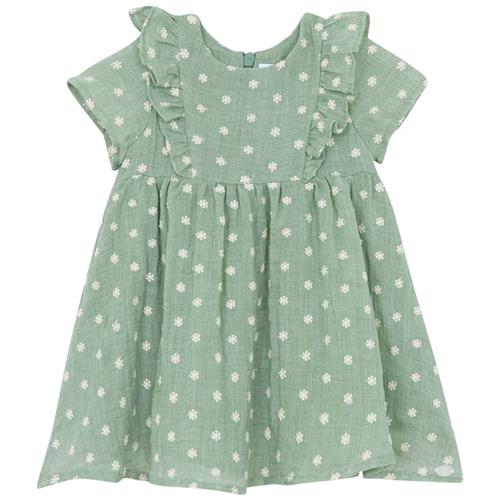 Tartine et Chocolat Blomsterbroderet Kjole Sauge | Grønn | 6 months