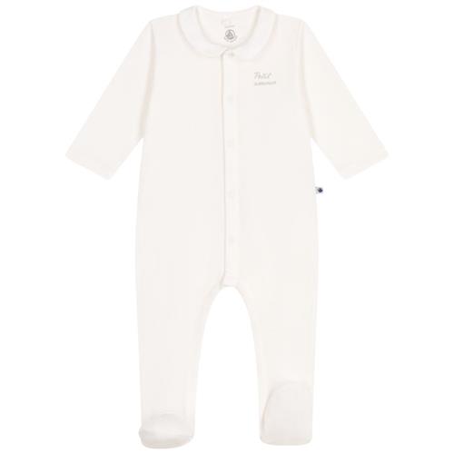 Petit Bateau Onesie Med Krave Marshmallow Newborn  Hvid  nyfødt  Unisex