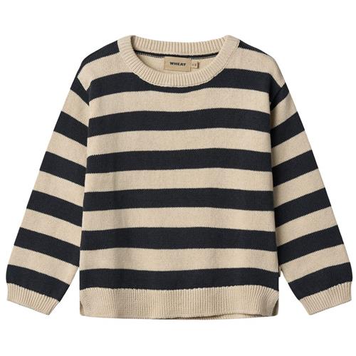 Wheat GOTS Morgan Strikket Sweater Navy Stripe | Marine blå | 122 cm
