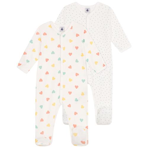 Petit Bateau 2-pak Bomuld Onesie Marshmallow Herbier | Hvid | 12 months