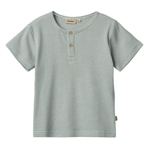 Wheat GOTS Lumi T-shirt Stormy Sea Stripe | Grønn | 104 cm