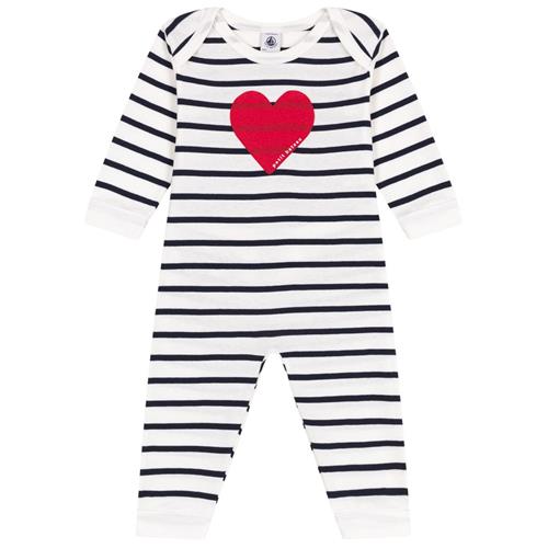 Petit Bateau Heart Stribet Pyjamas Marshmallow Smoking | Hvid | 12 months