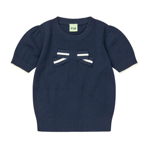 FUB Strikket Kortærmet Sweater Dark Navy | Marine blå | 100 cm