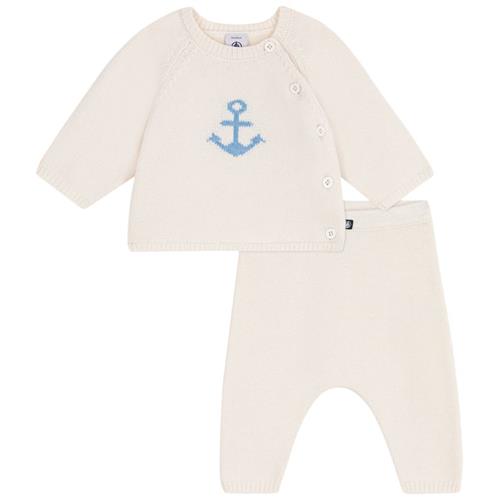 Petit Bateau Strikket 2-delt Tøjsæt I Uld Og Bomuld Marshmallow | Hvid | 3 months