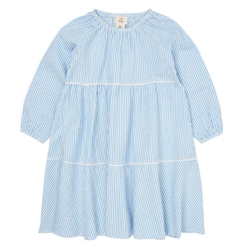 Copenhagen Colors Bow Seersucker-kjole Sky Blue Cream Stripe | Blå | 116 cm