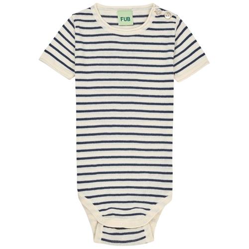 FUB Strikket Baby Body Ecru/dark Navy | Marine blå | 80 cm