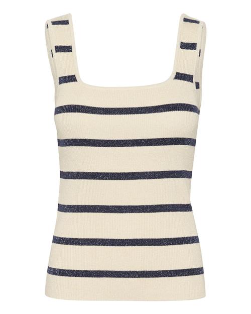 Se Kaffe Sticktop 'KAMorita'  navy / uldhvid ved About You