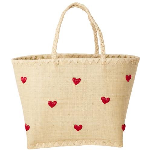 RICE A/S Small Raffia-taske Darling Hearts One Size    One Size  kvinde