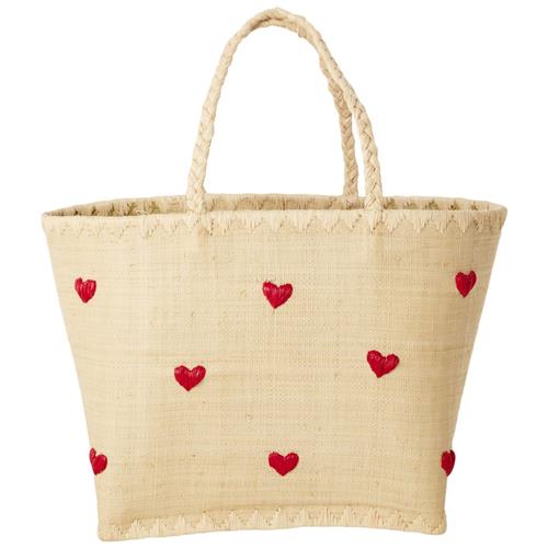RICE Small Raffia-taske Darling Hearts | Beige | 0