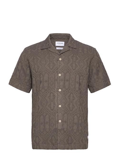 Textured Shirt S/S Lindbergh Brown