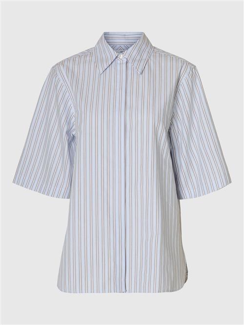 SELECTED FEMME Bluse  pastelblå / choko / hvid