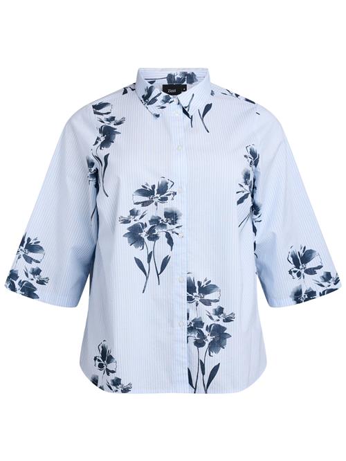 Zizzi Bluse 'Evarsha'  navy / lyseblå / hvid