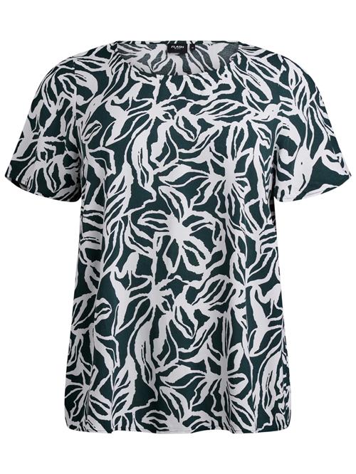 Zizzi Bluse 'Flbilly'  mørkegrøn / hvid