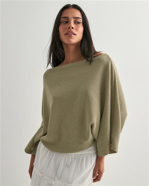 Nelly - Grøn - Effortless Poncho Sweater