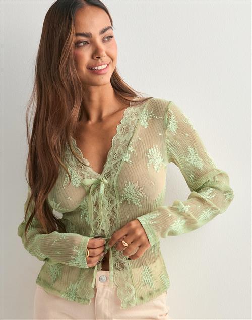 Nelly - Grøn - Delicate Lace LS Top