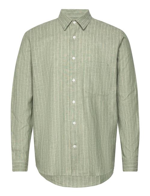 Se Cotton Linen Malte Stripe Shirt Mads Nørgaard Green ved Booztlet