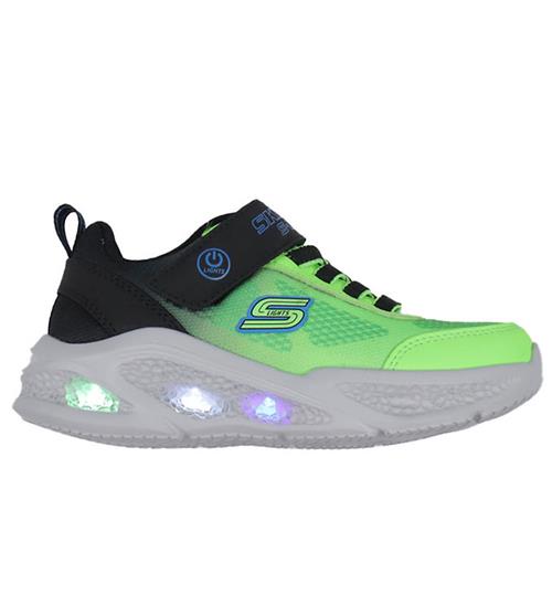 Skechers Sko m. Lys - Meteor Light - Krendox - Sort/BlÃ¥/Lime