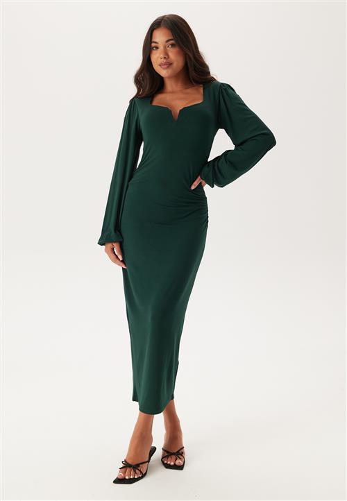 BUBBLEROOM Square V-neck puff sleeve midi dress