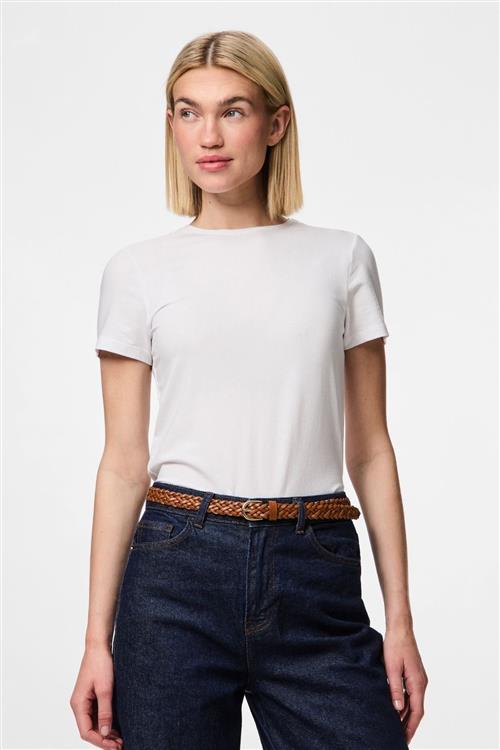 Avery Leather Braided Slim Belt - Cognac - 85-cm - PIECES