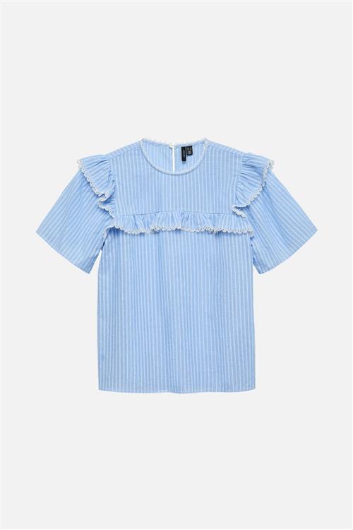 Bell Frill Stripe Top - Cashmere Blue / White - Vero Moda
