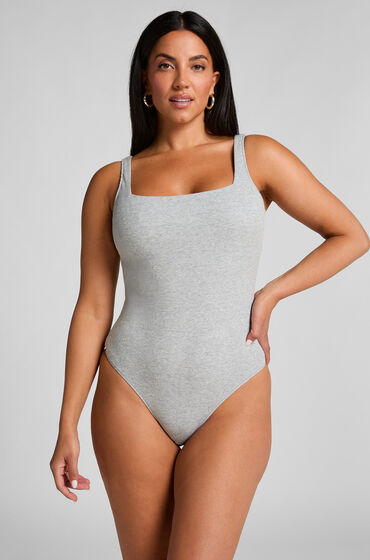 Hunkemöller Body i bomuldsrib Grå