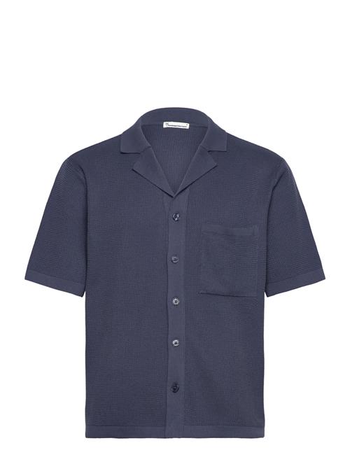 Boxy Short Sleeve Structured Knitte Knowledge Cotton Apparel Blue