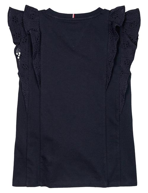 Broderie Anglaise Knit Top Ss Tommy Hilfiger Navy