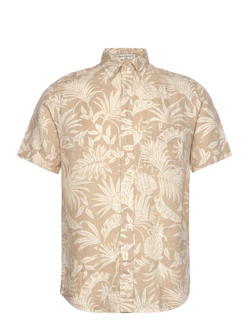 Reg Botanical Linen Print Ss Shirt GANT Beige