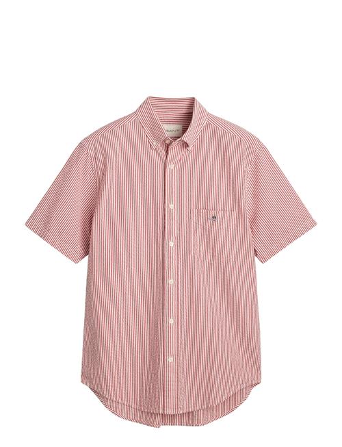 Se Reg Seersucker Stripe Ss Shirt GANT Red ved Booztlet