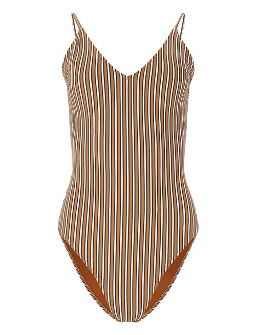 Ulanda W Print Plunge Swimsuit Athlecia Brown