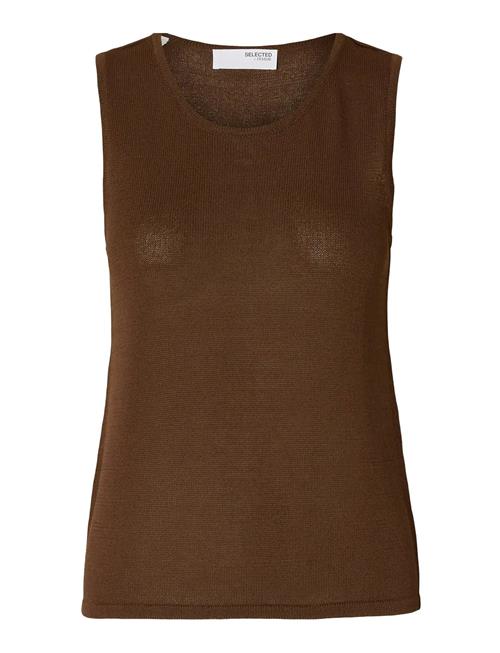 Slfmoon Sus Sl Knit Top B Selected Femme Brown