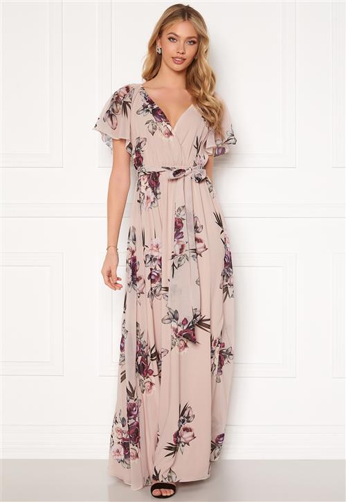 Goddiva Flutter Floral Maxi Dress