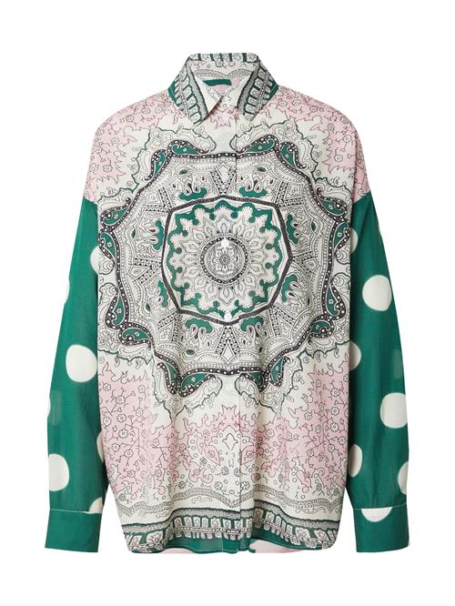 Essentiel Antwerp Bluse 'Houisiana'  grøn / lyserød / sort / hvid