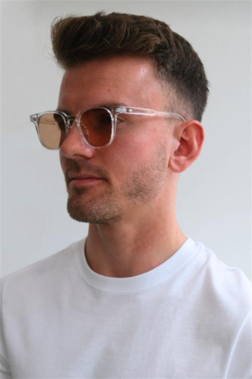 Vincent Solbriller - Hvid/Lysebrun - TeeShoppen